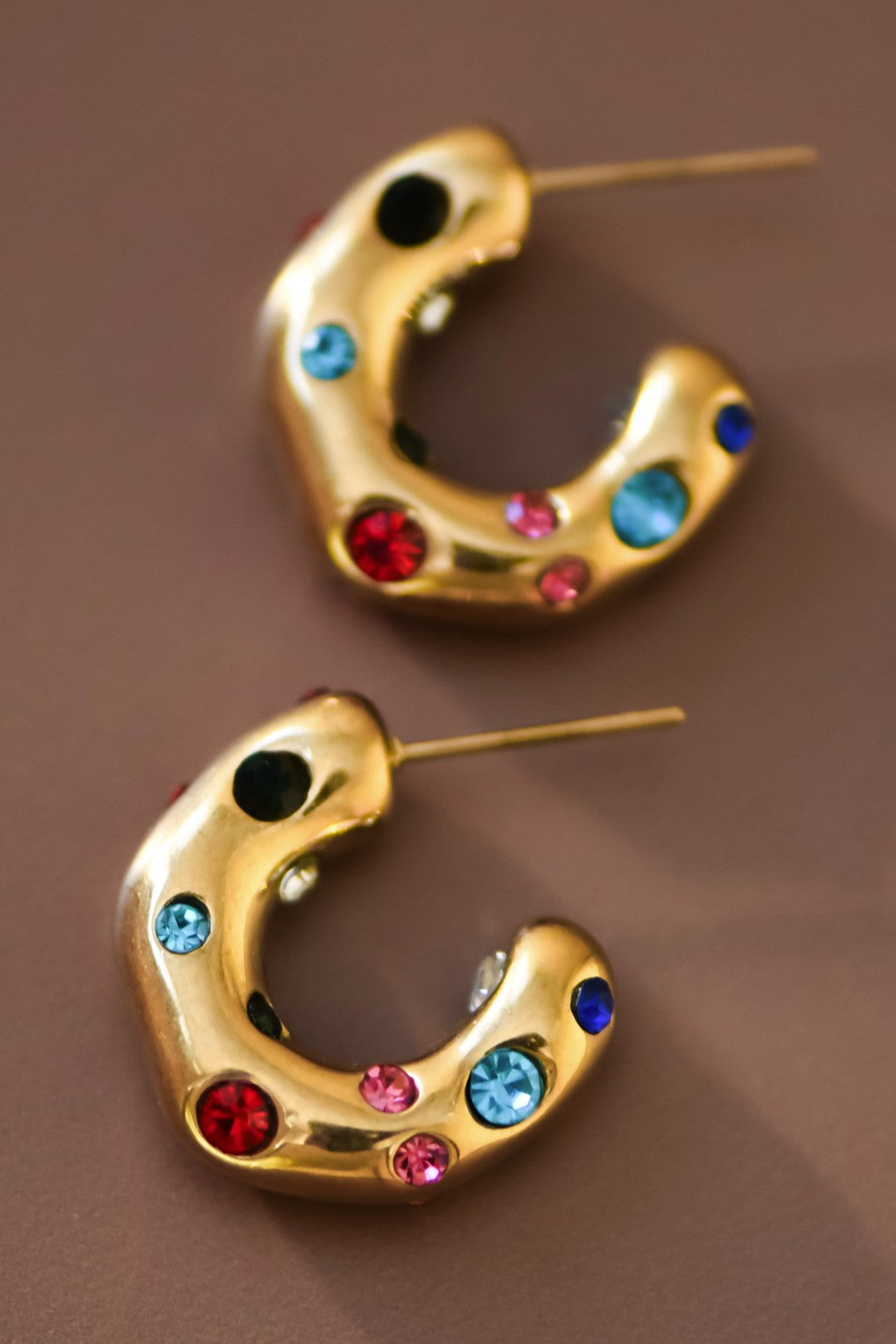 Rainbow Gold Small Hoops