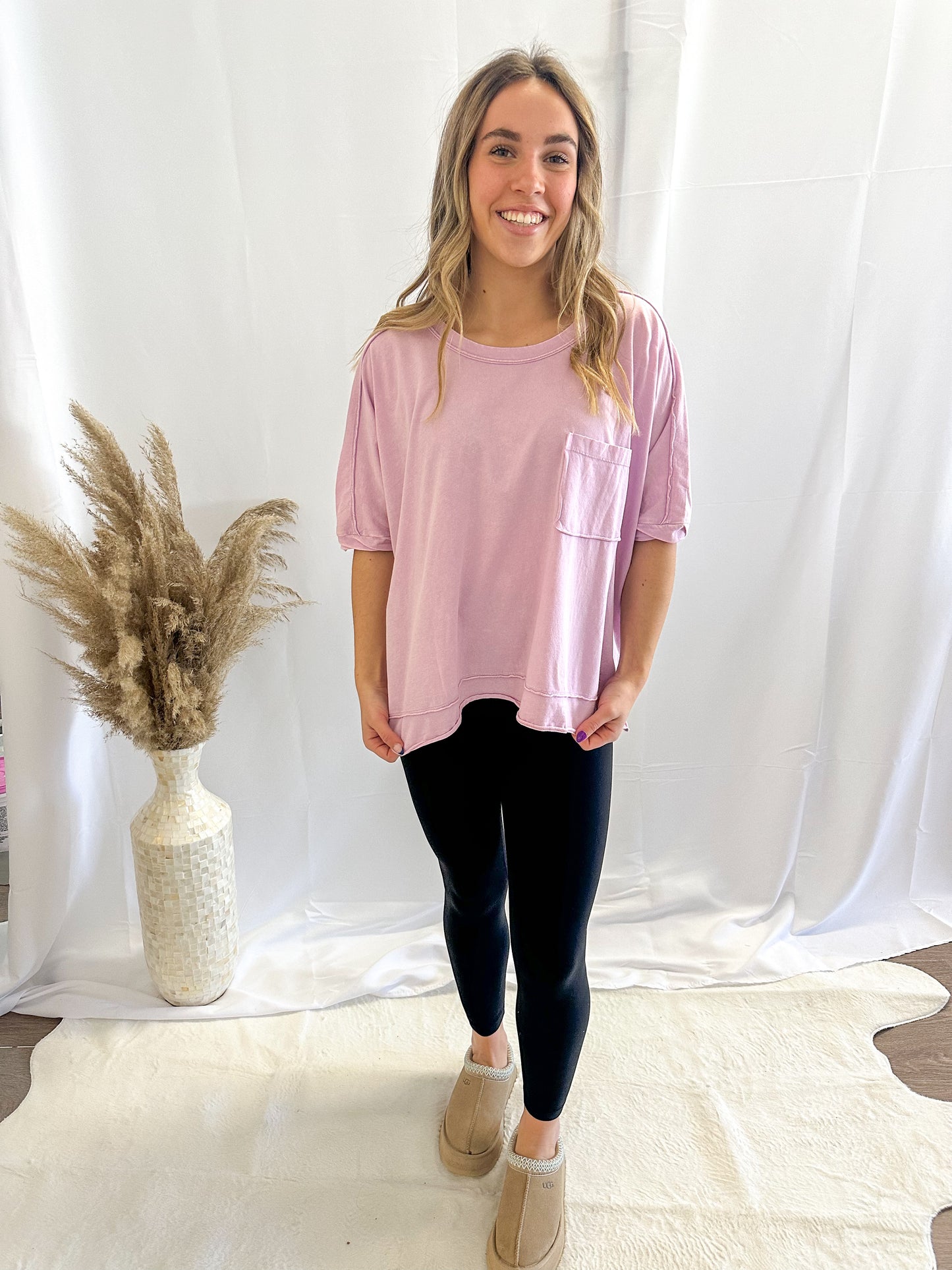 Oversized Pink Pocket Top