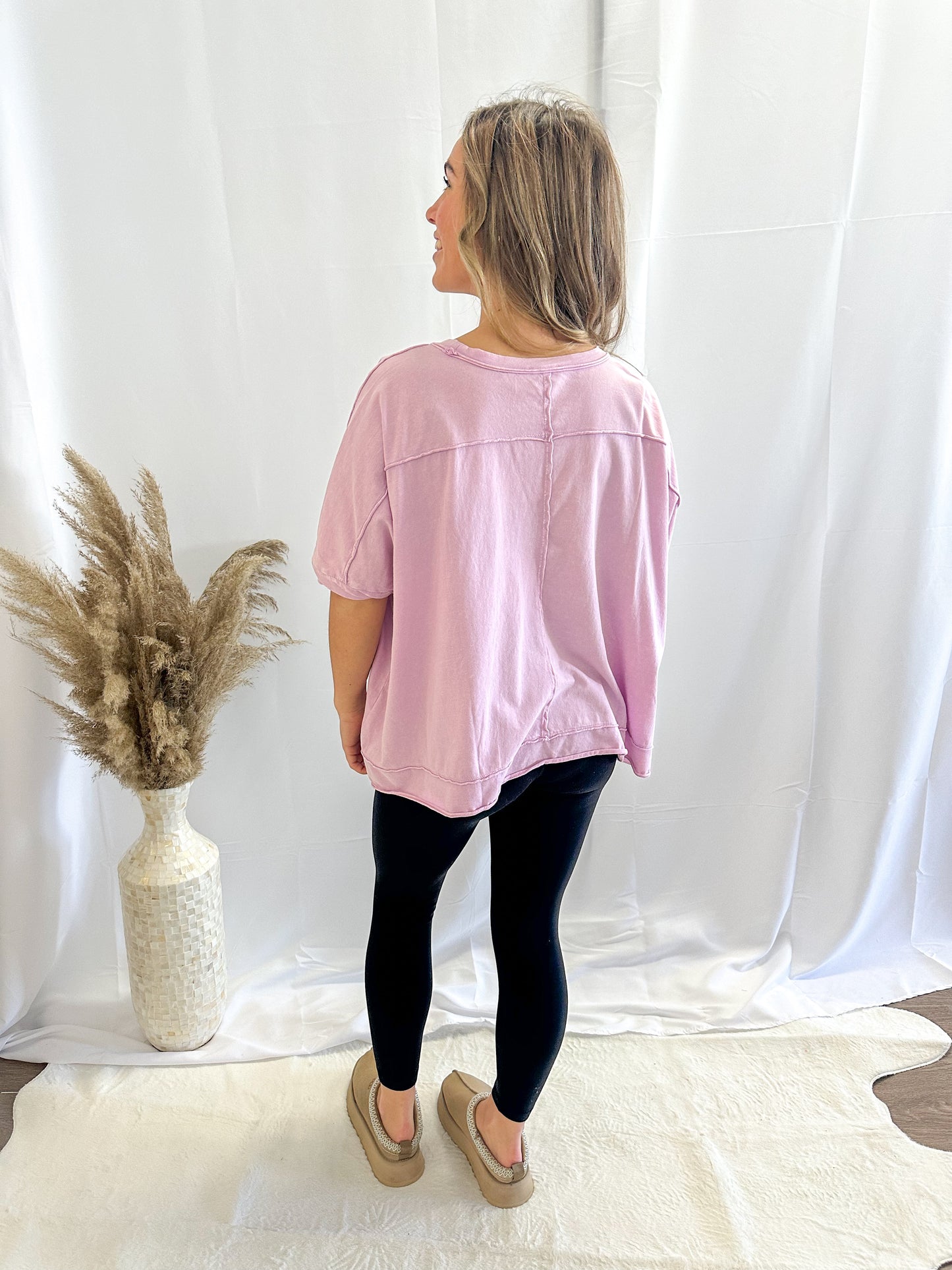 Oversized Pink Pocket Top