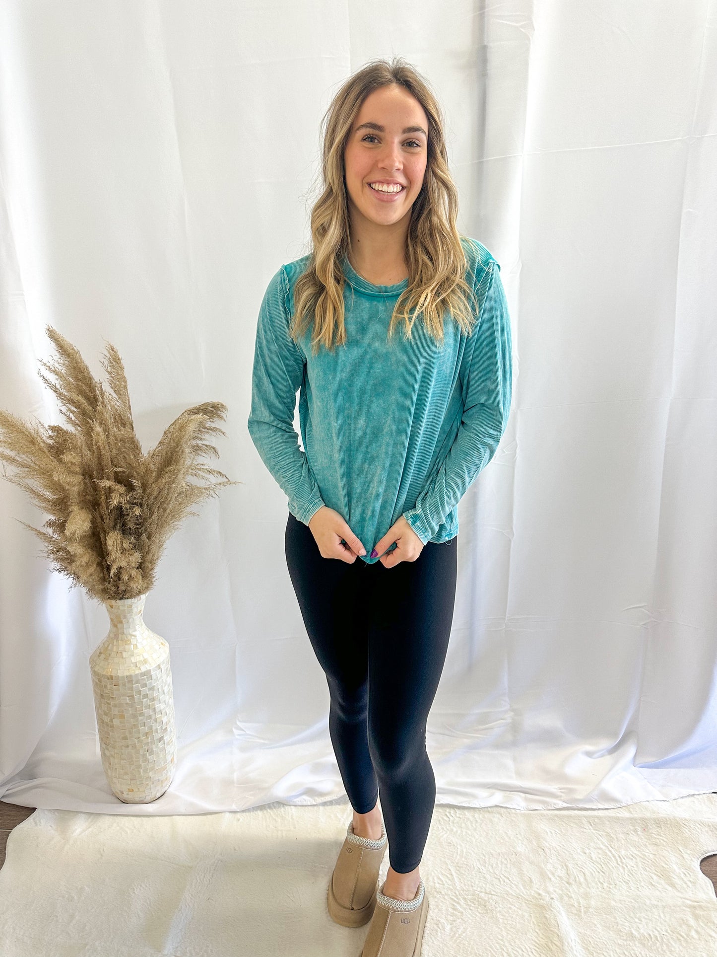 Ribbed Teal Long Sleeve
