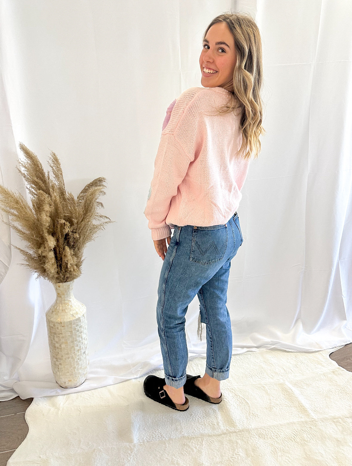 Pink Floral Sweater