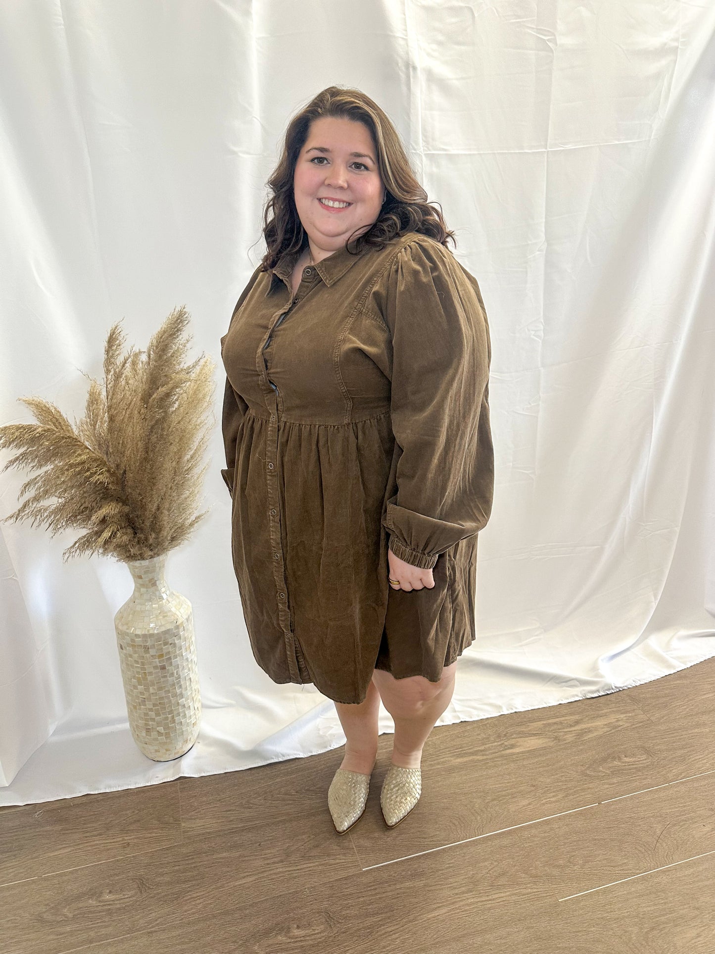 Corduroy Button-up Dress
