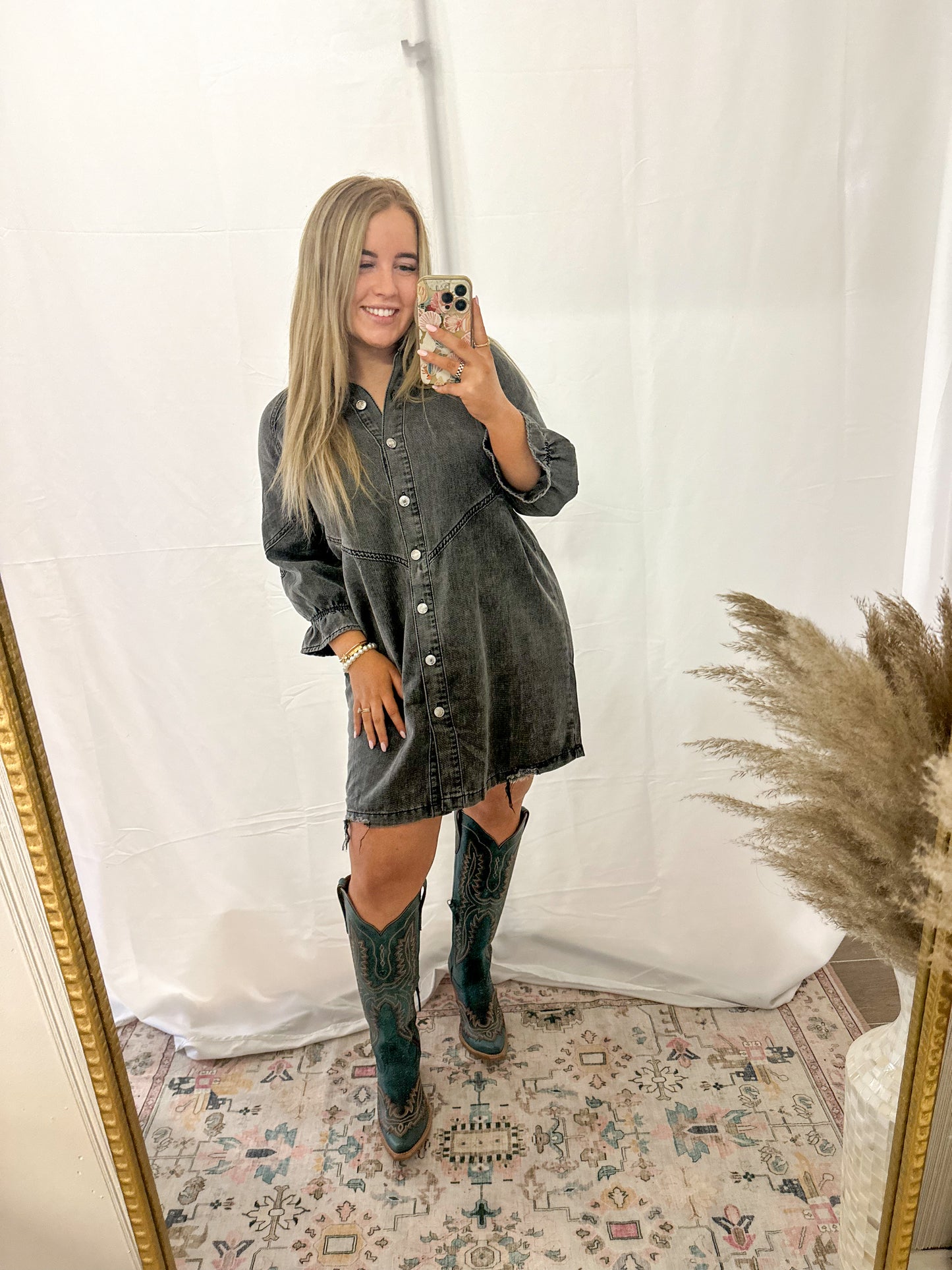 Denim Buttoned Dress