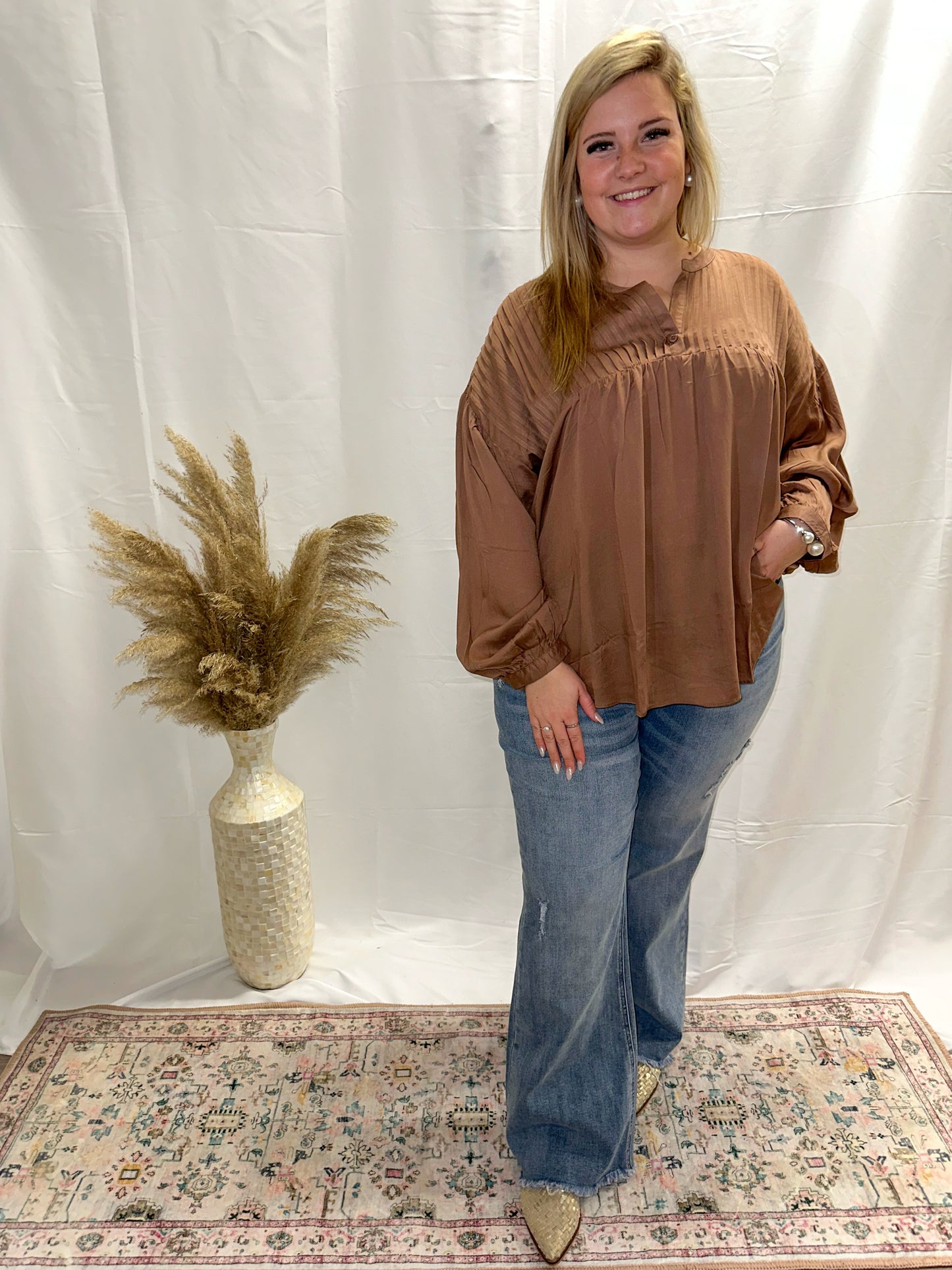 V Neck Satin Top
