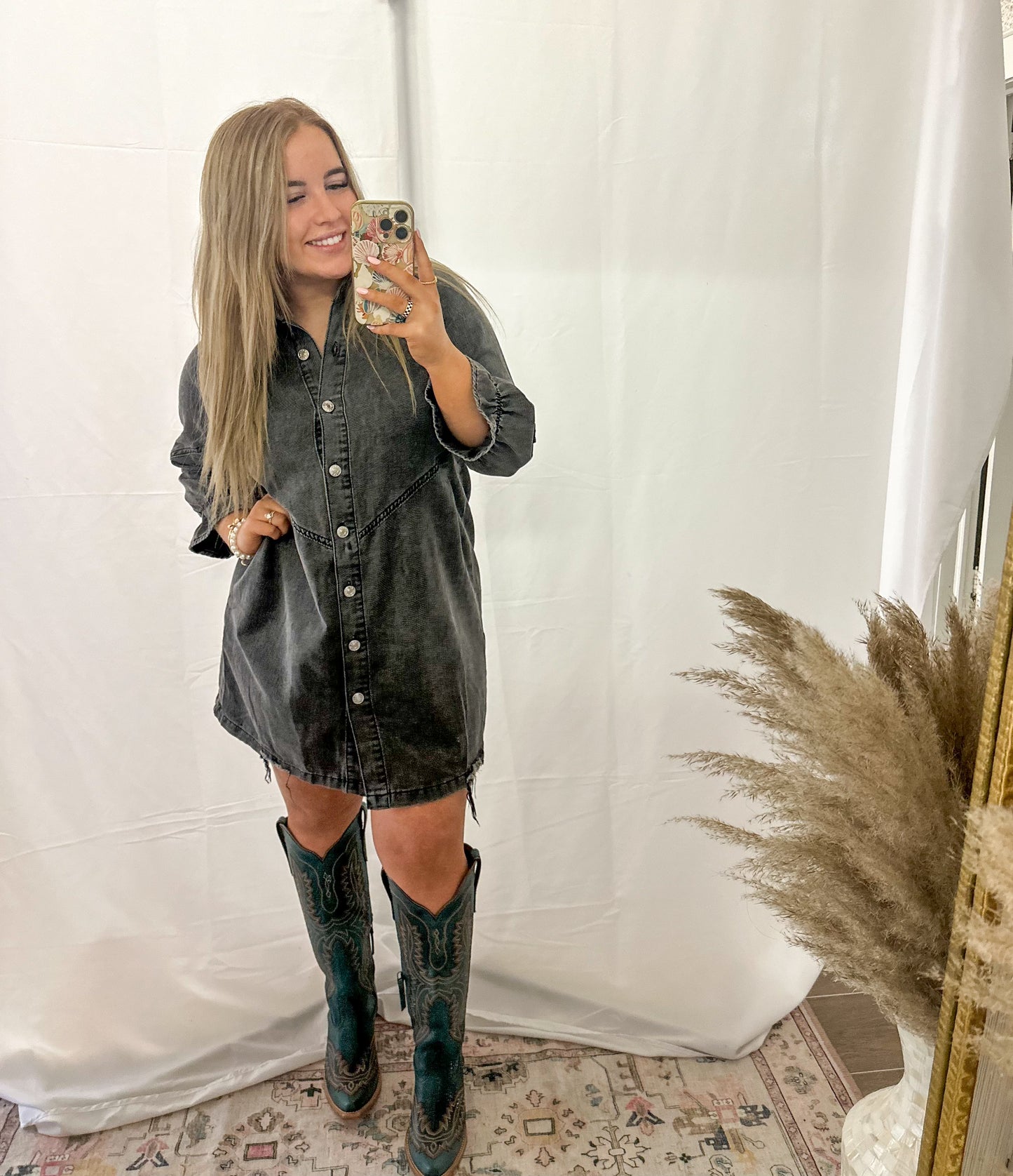Denim Buttoned Dress