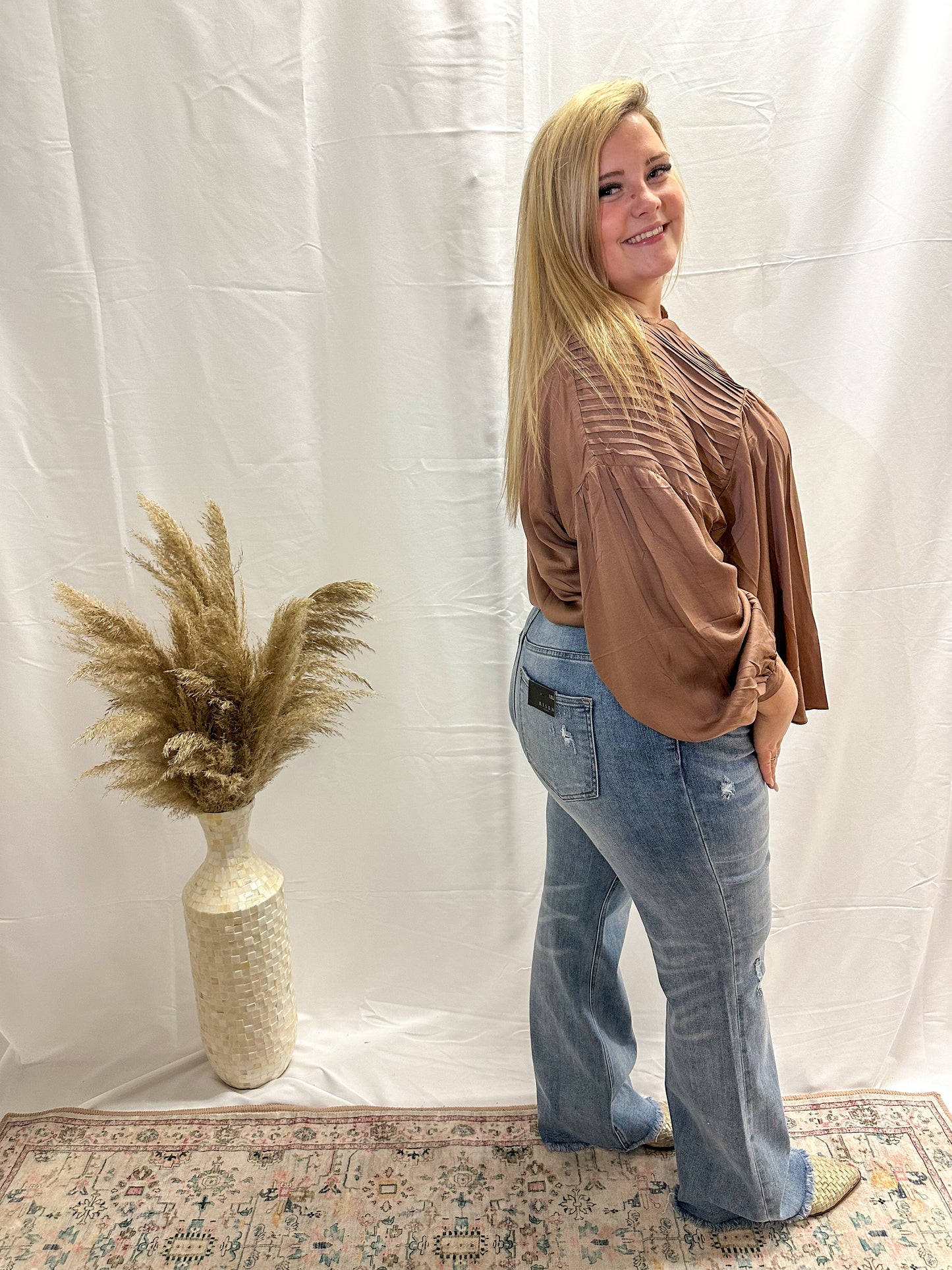 V Neck Satin Top