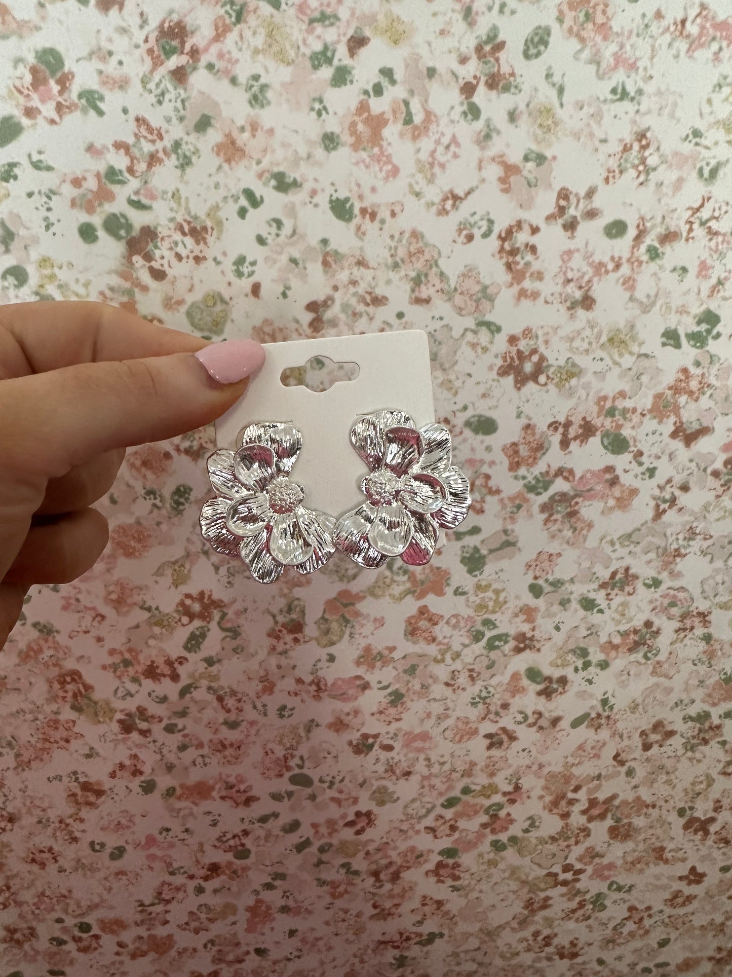 Silver Flower Dangles