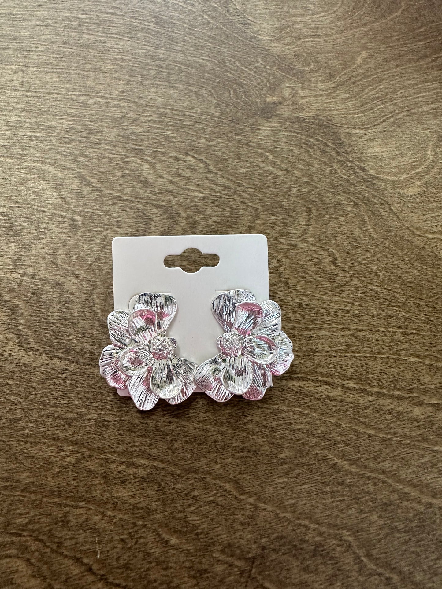 Silver Flower Dangles