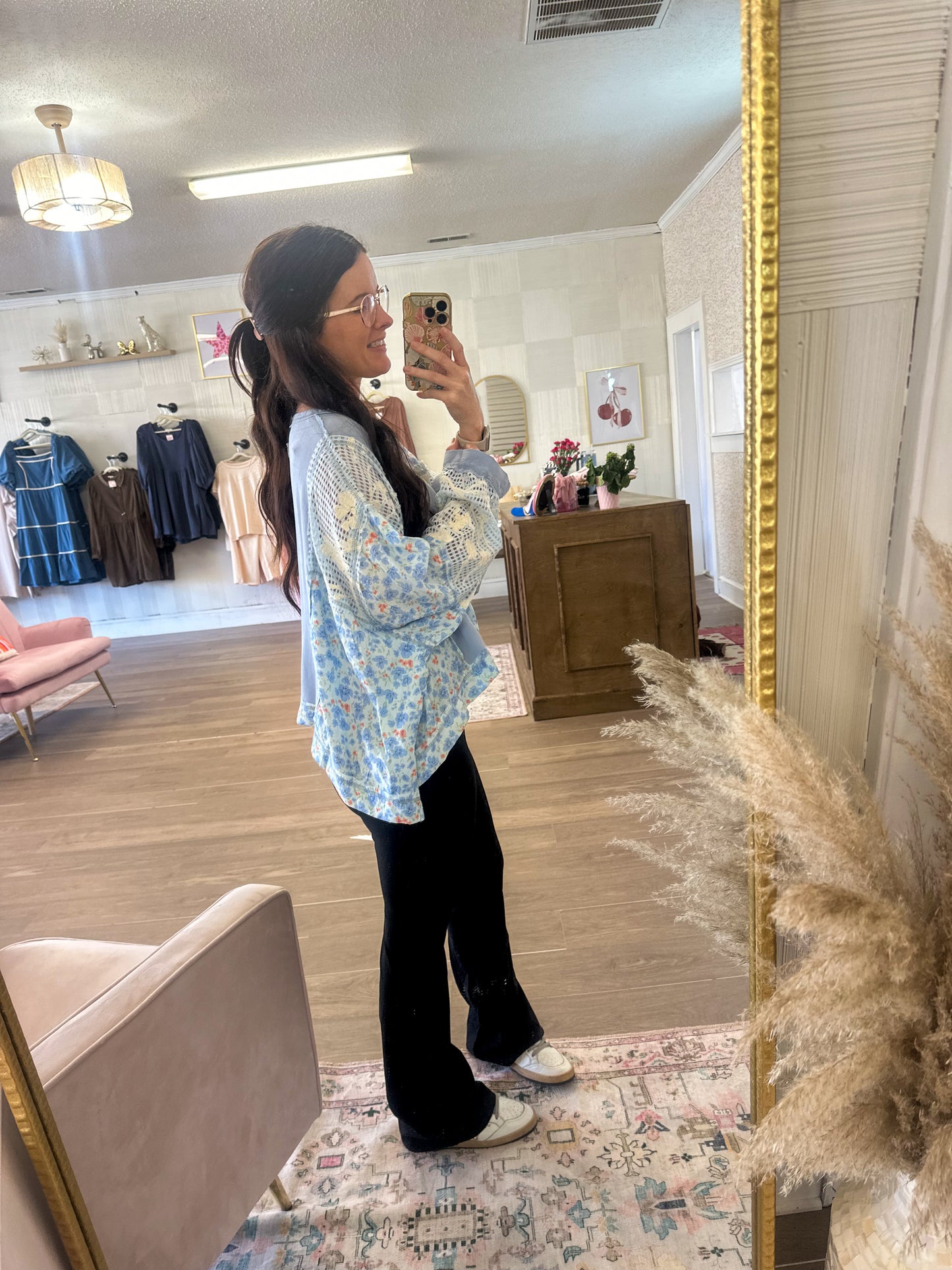Sky Blue Floral Top