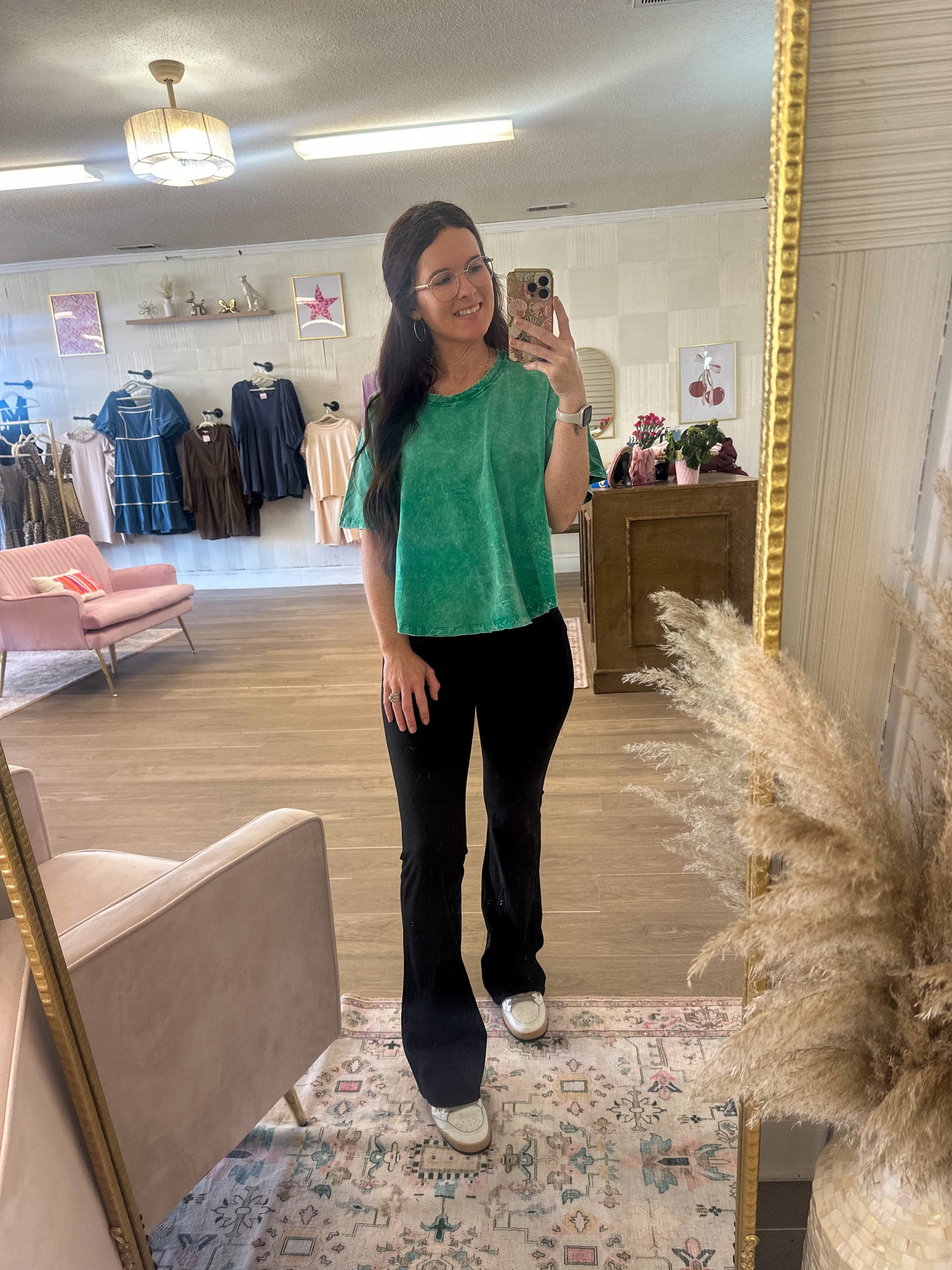 Kelly Green Acid Wash Tee