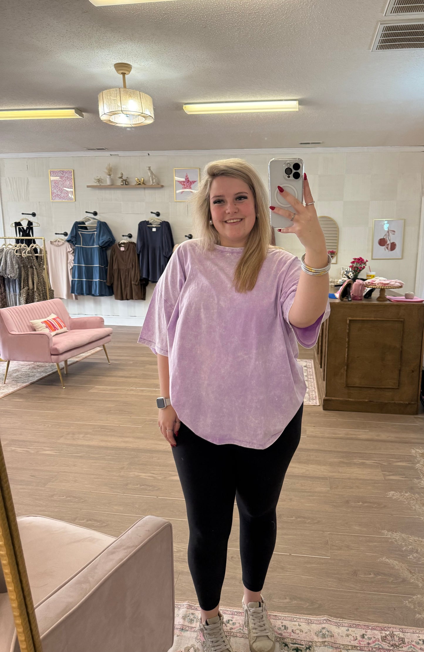 Lavender Acid Wash Boyfriend Tee