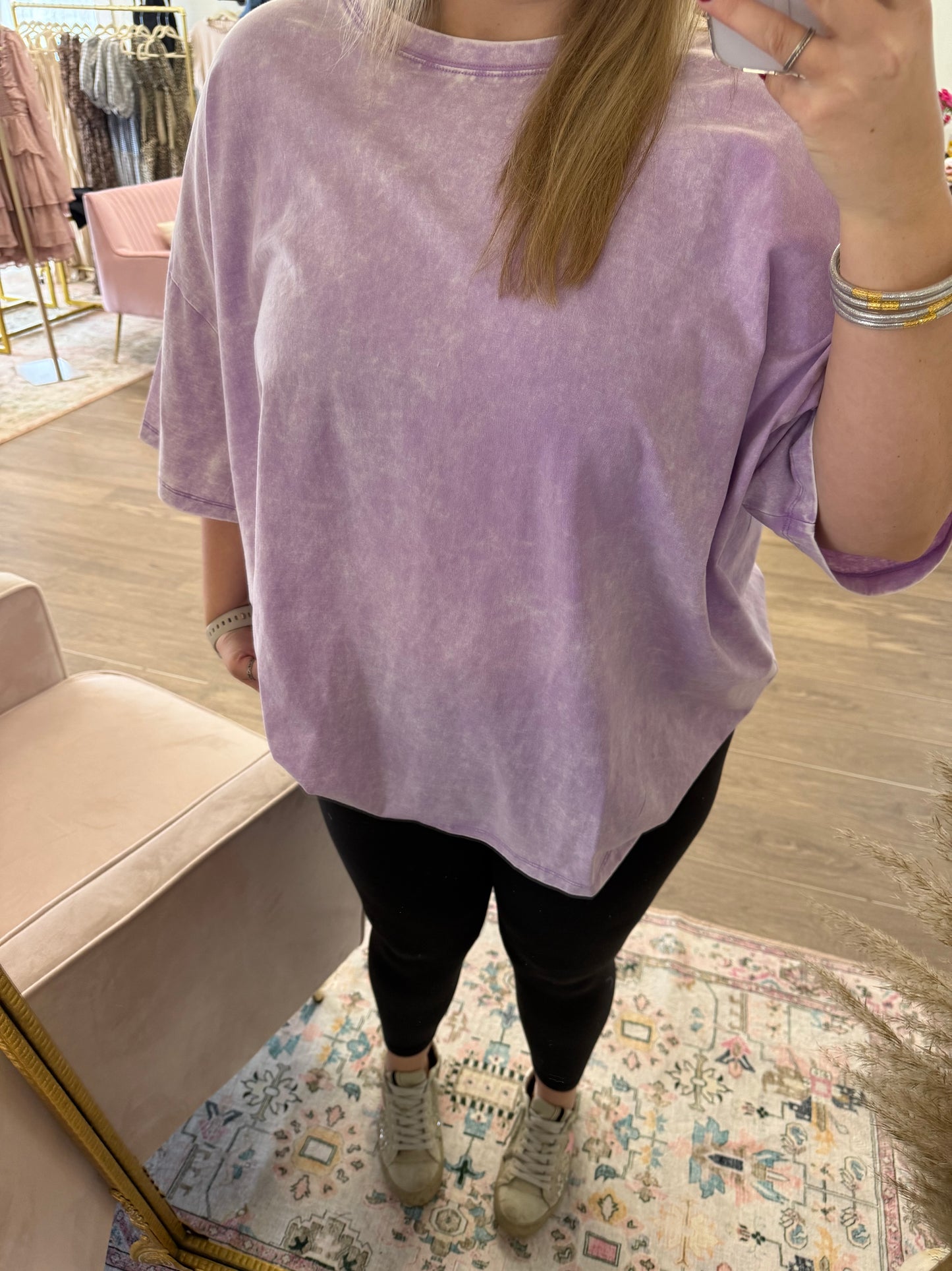 Lavender Acid Wash Boyfriend Tee