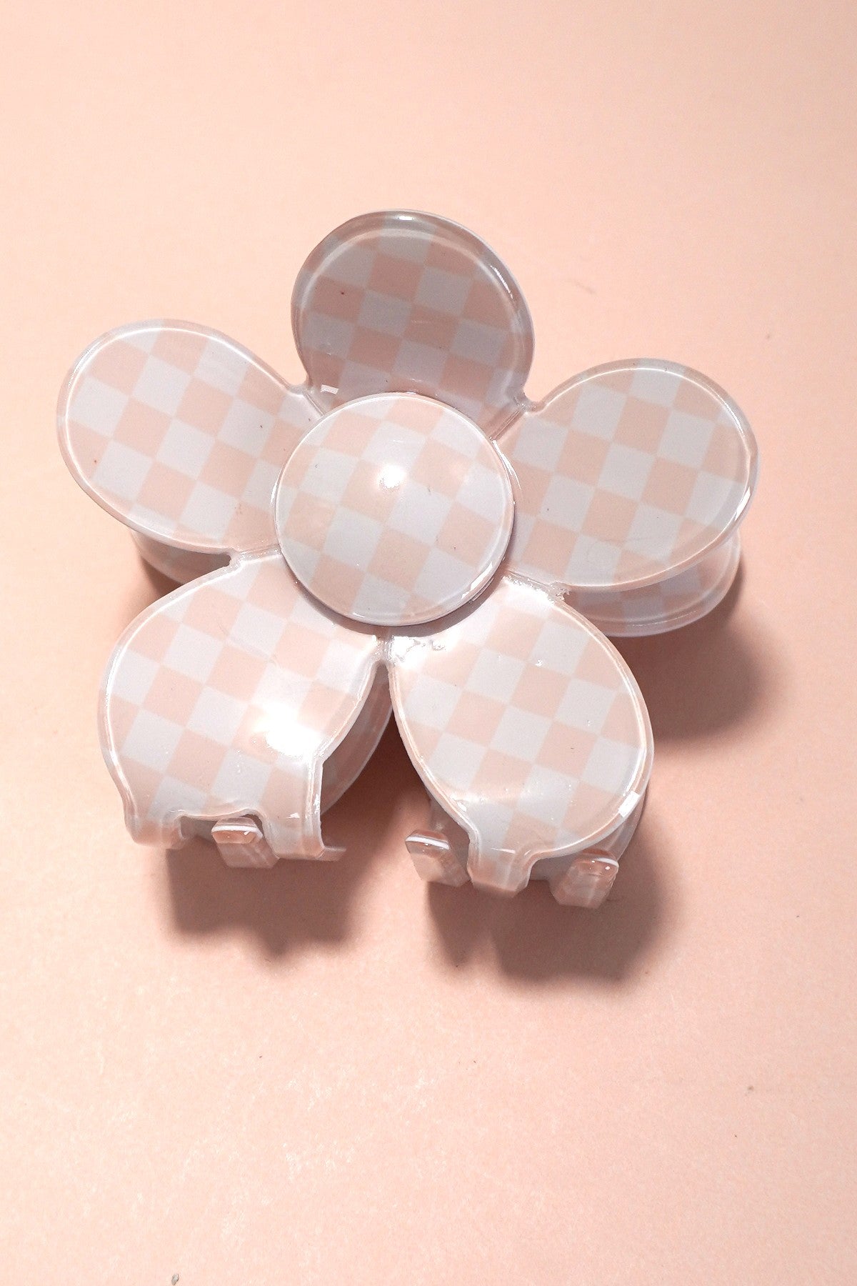Pink Checkered Claw Clip